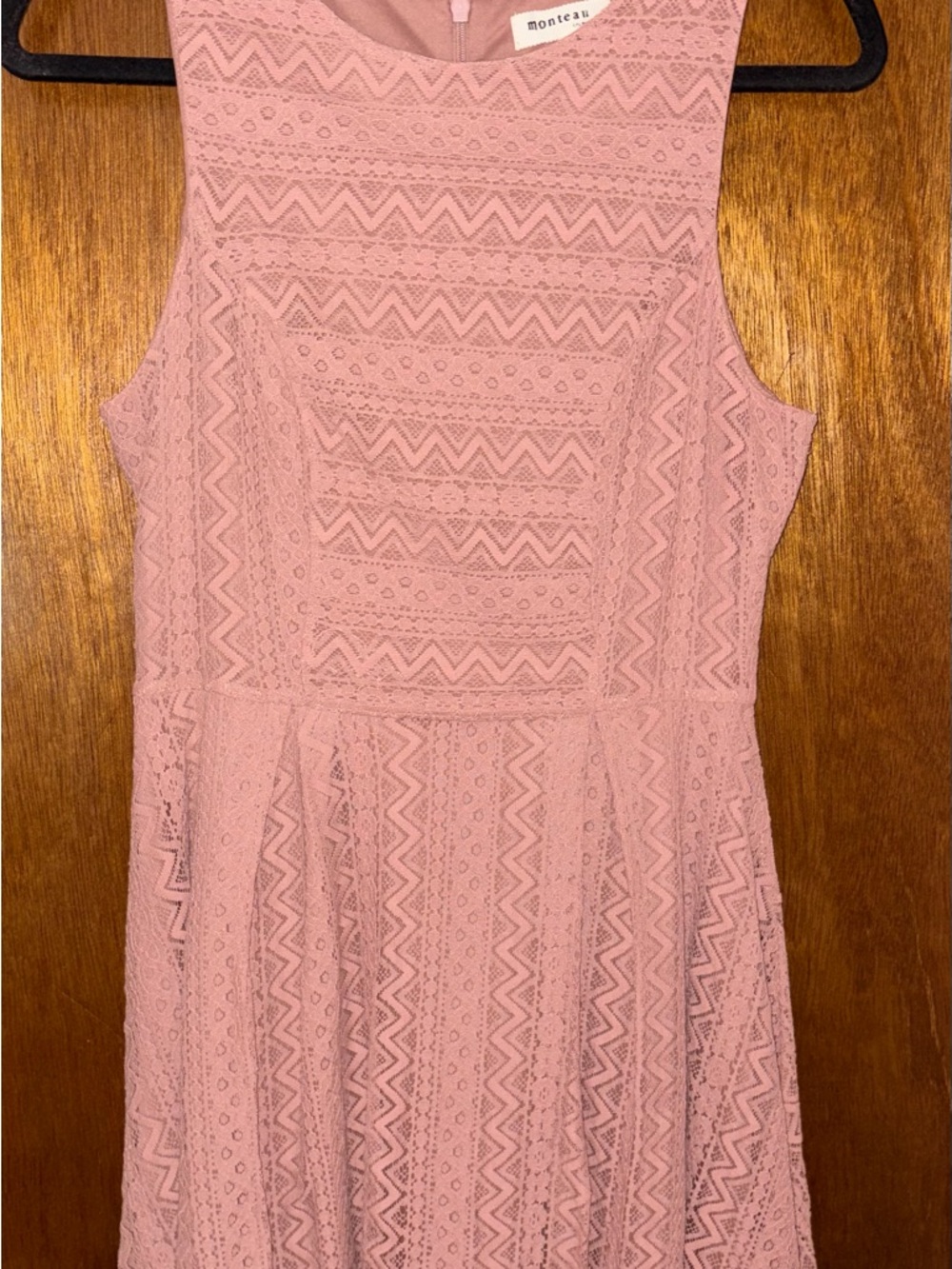 Monteau Dusty Pink Lace Fit-and-Flare Dress